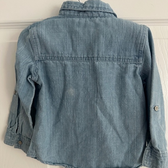 7 For All Mankind Toddler Boys Girls Denim Chambray Button Up Shirt Size 18 M - Picture 2 of 4